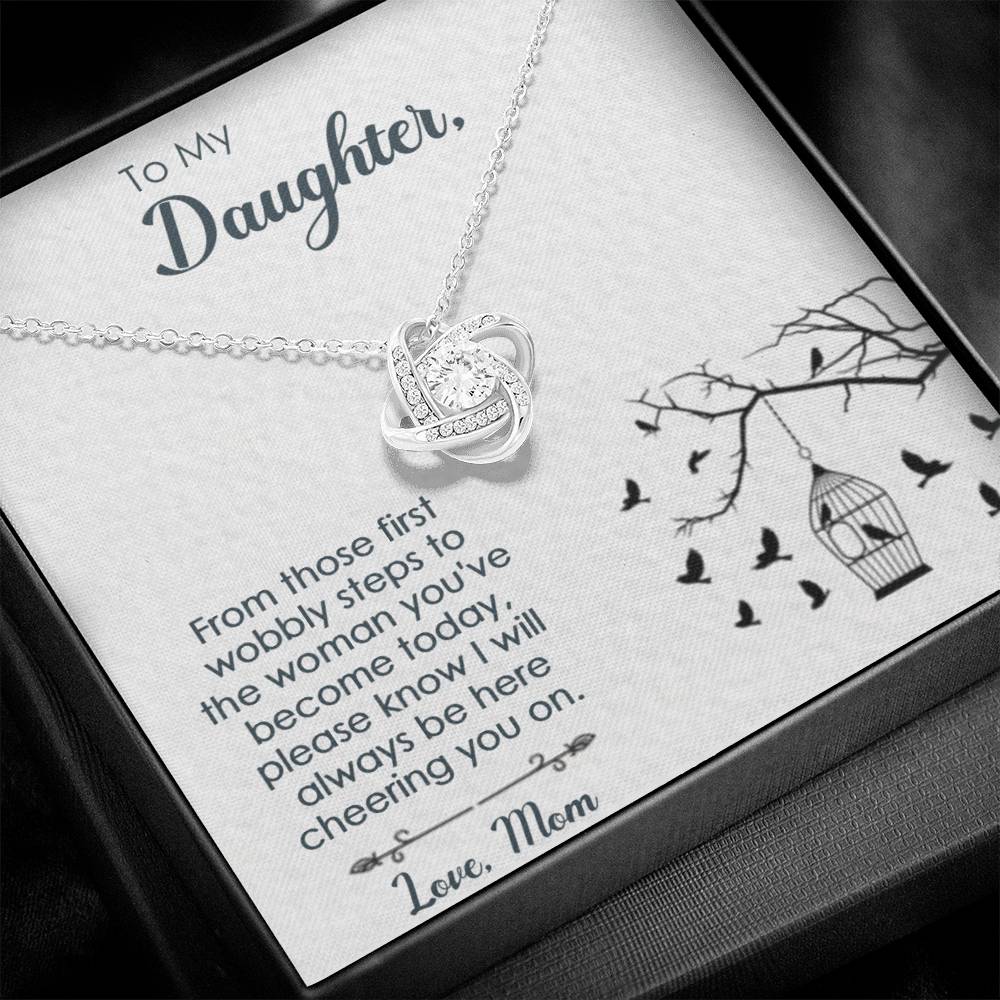 Daughter from Mom - Wobbly Steps - Love Knot Necklace