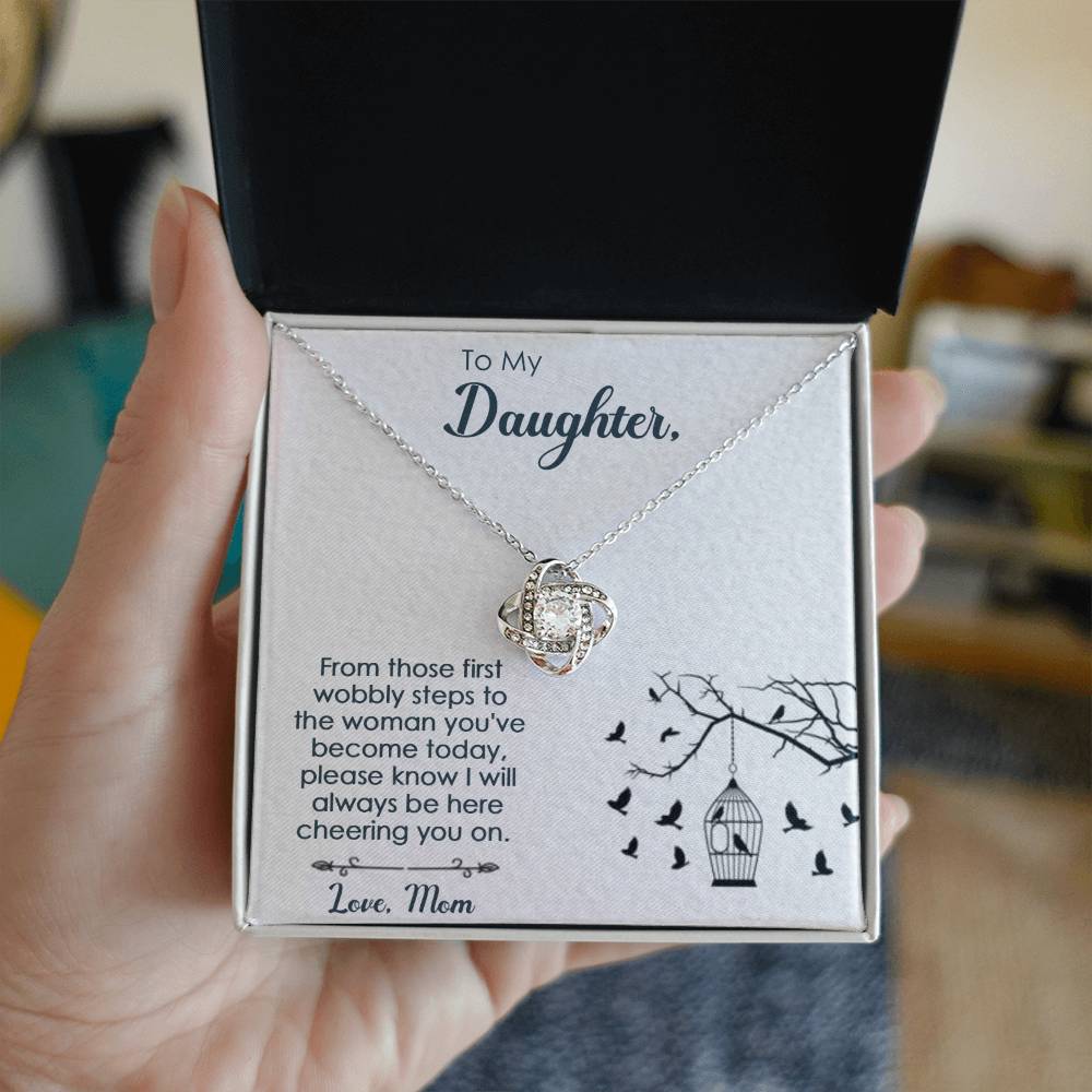 Daughter from Mom - Wobbly Steps - Love Knot Necklace