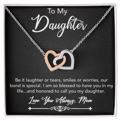 Daughter from Mom - Special Bond - Interlocking Hearts Necklace