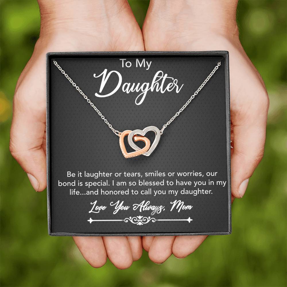 Daughter from Mom - Special Bond - Interlocking Hearts Necklace